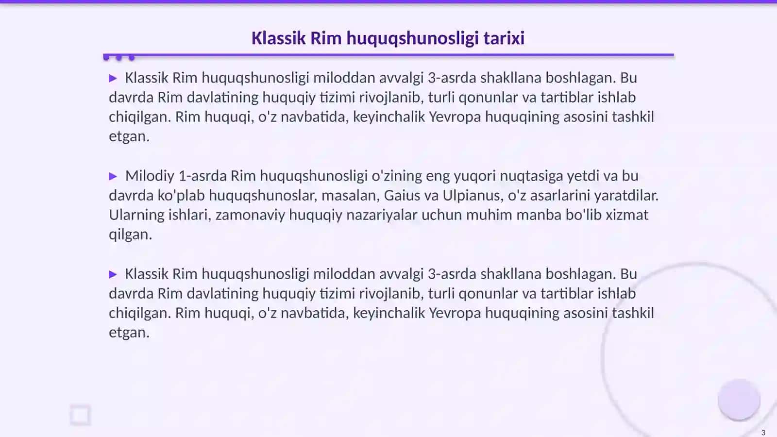 Klassik Rim huquqi: Pretorlar ediktlari va huquqshunoslar faoliyatining o‘rni 3