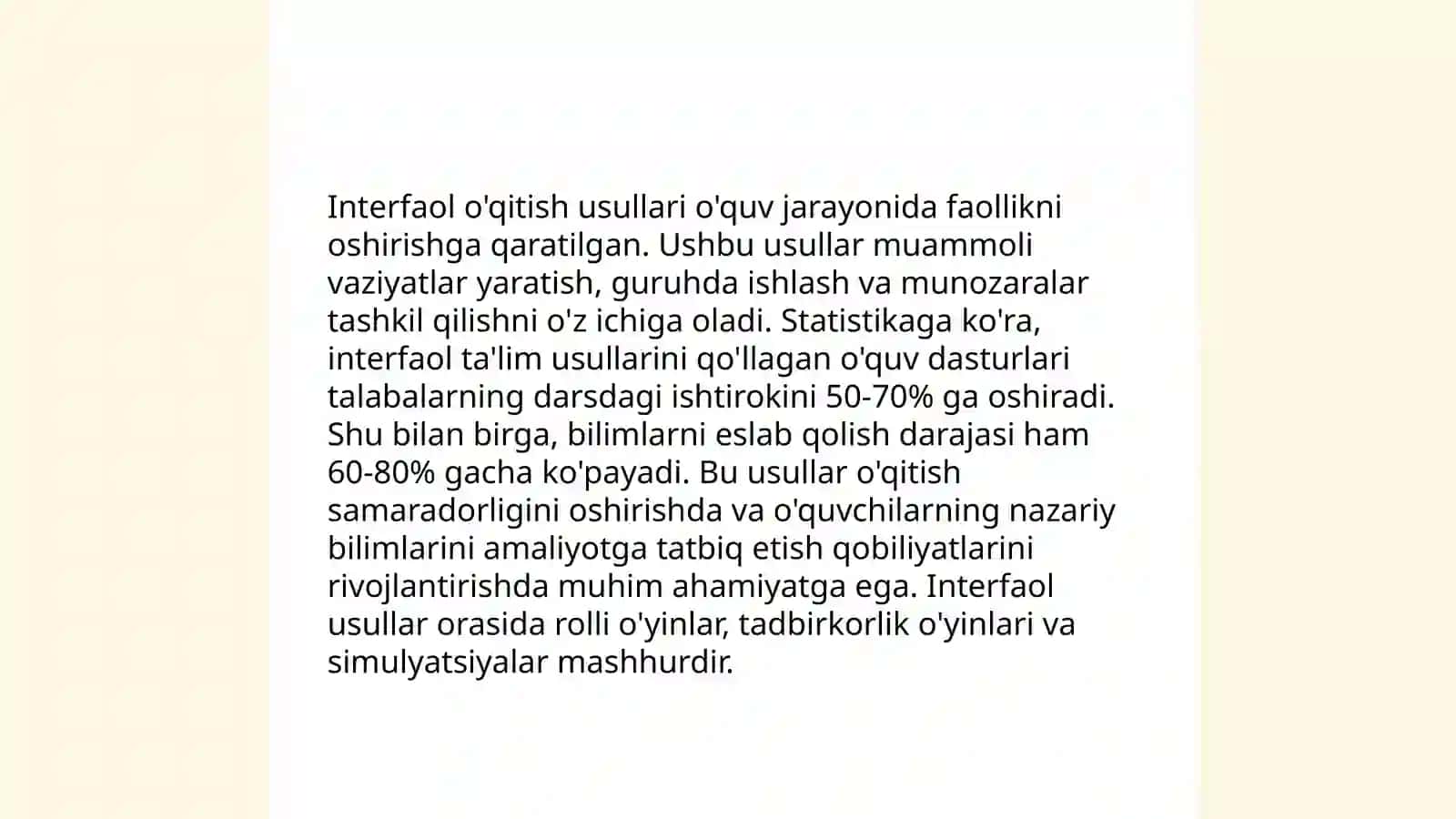 Interfaol o'qitish usullari 3