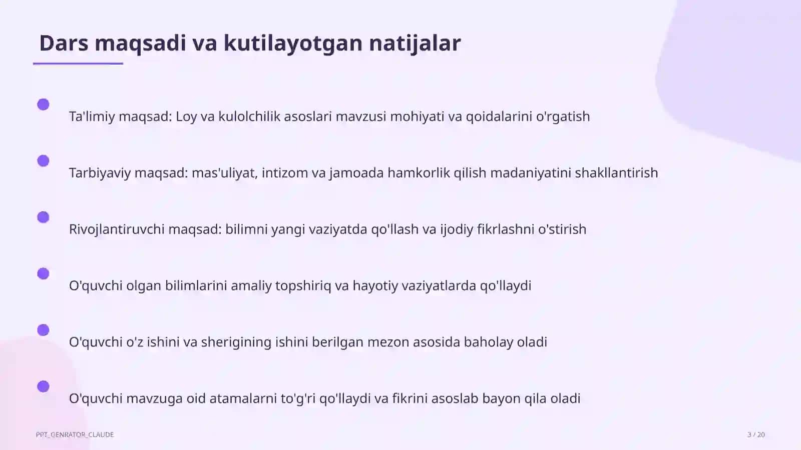 Loy va kulolchilik asoslari (4-sinf) 3