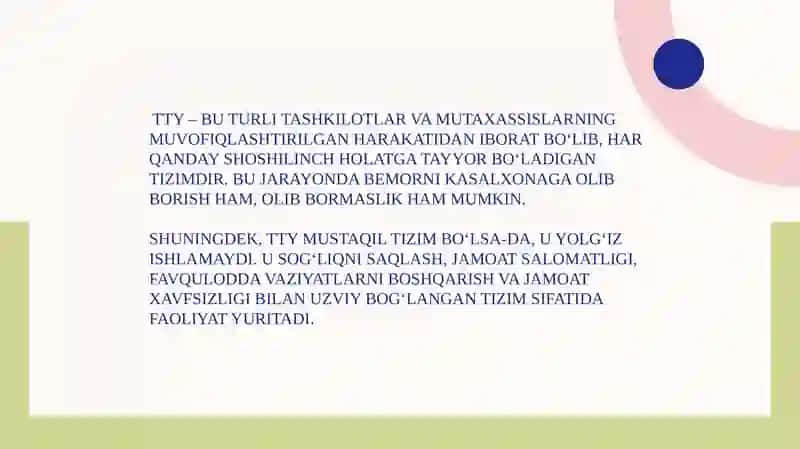 Tez tibbiy yordam va uning strukturasi haqida tushuncha 3