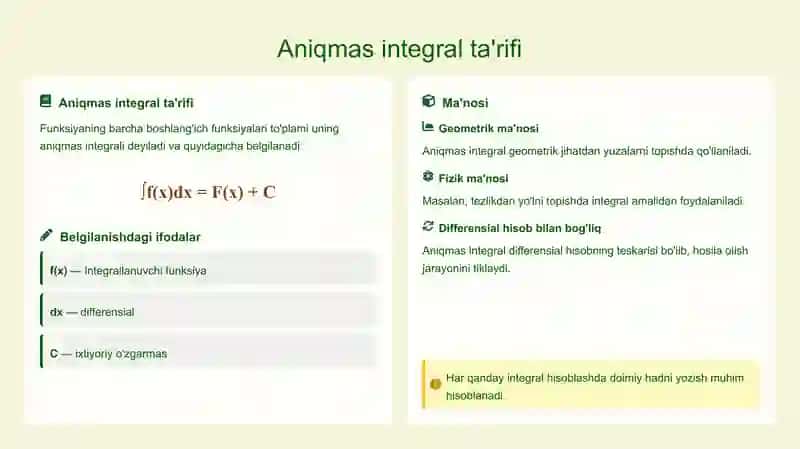 Aniqmas integrallar va integrallash usullari 3