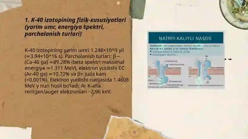 Kaliy xlorididan radioaktiv etalon tayyorlash.Uning aktivligini hisoblash Oripova Farangiz 3
