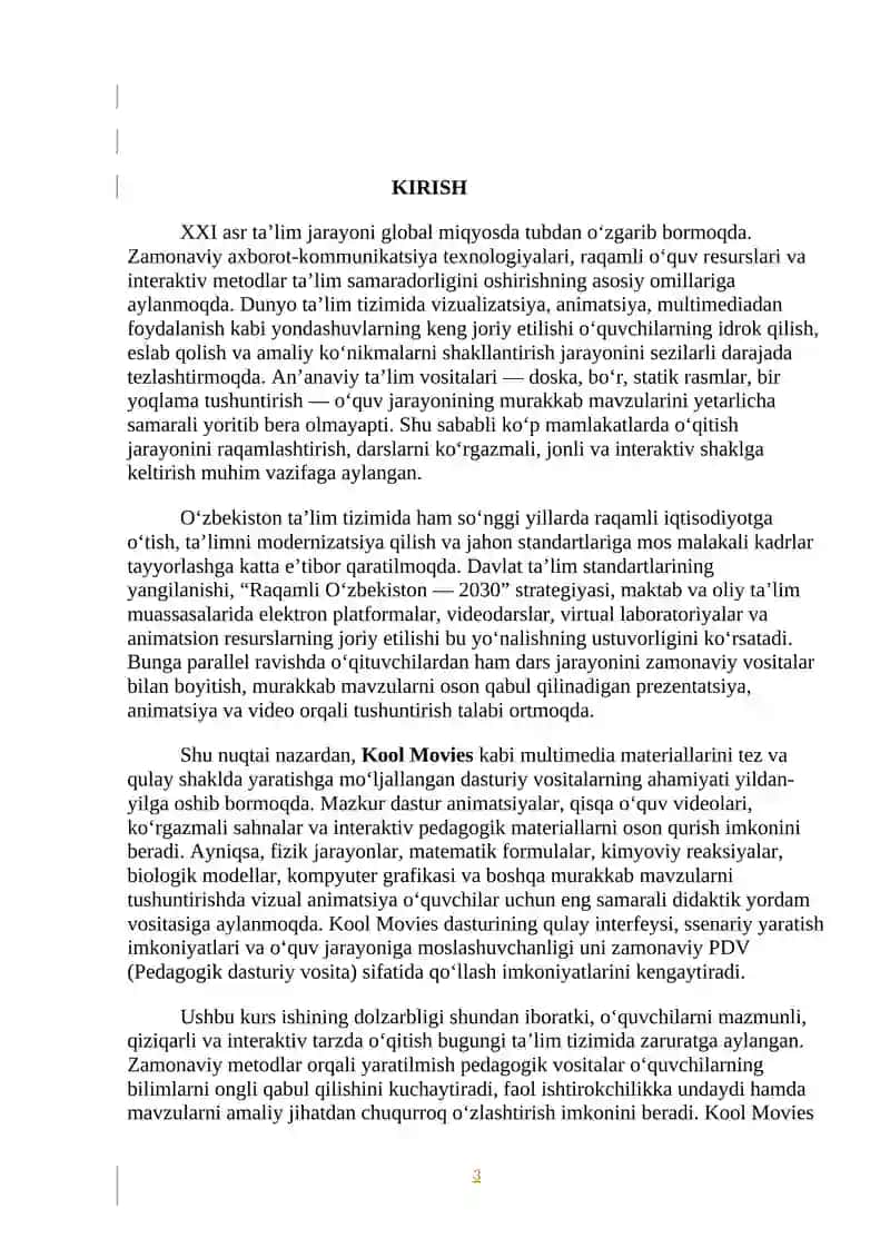 Pedagogik dasturiy vositalar yaratishda Kool Movies imkoniyatlaridan foydalanish 3
