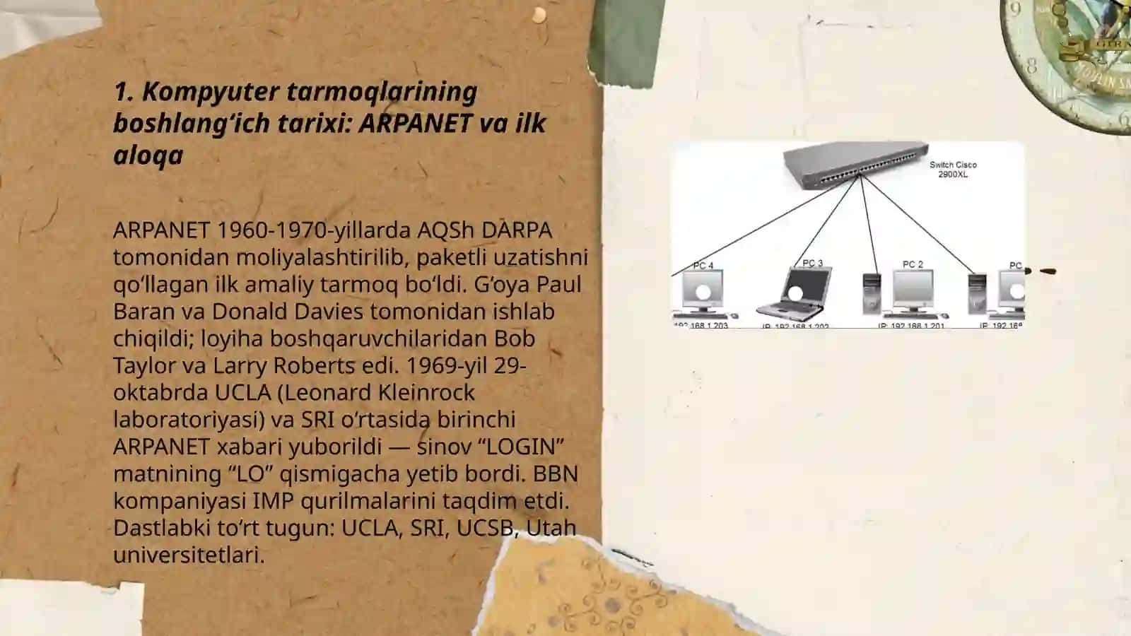 KAMPYUTER TARMOQLARINING TARIXI VA QO’LLANILADIGAN TEXNALO’GIYALARI 3