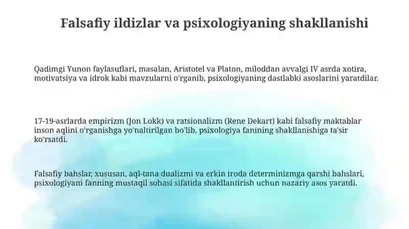 Psixologiya Fanining Predmeti Haqida Tasavvurlar Taraqqiyotining Asosiy Bosqichlari 3