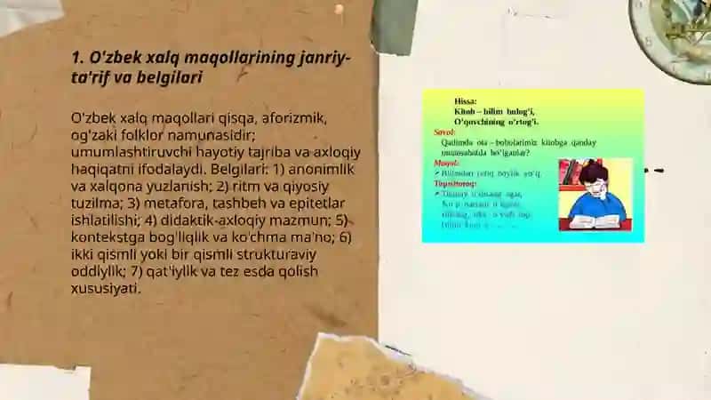 O'zbek xalq maqollari janr xususiyatlari va genezisi 3