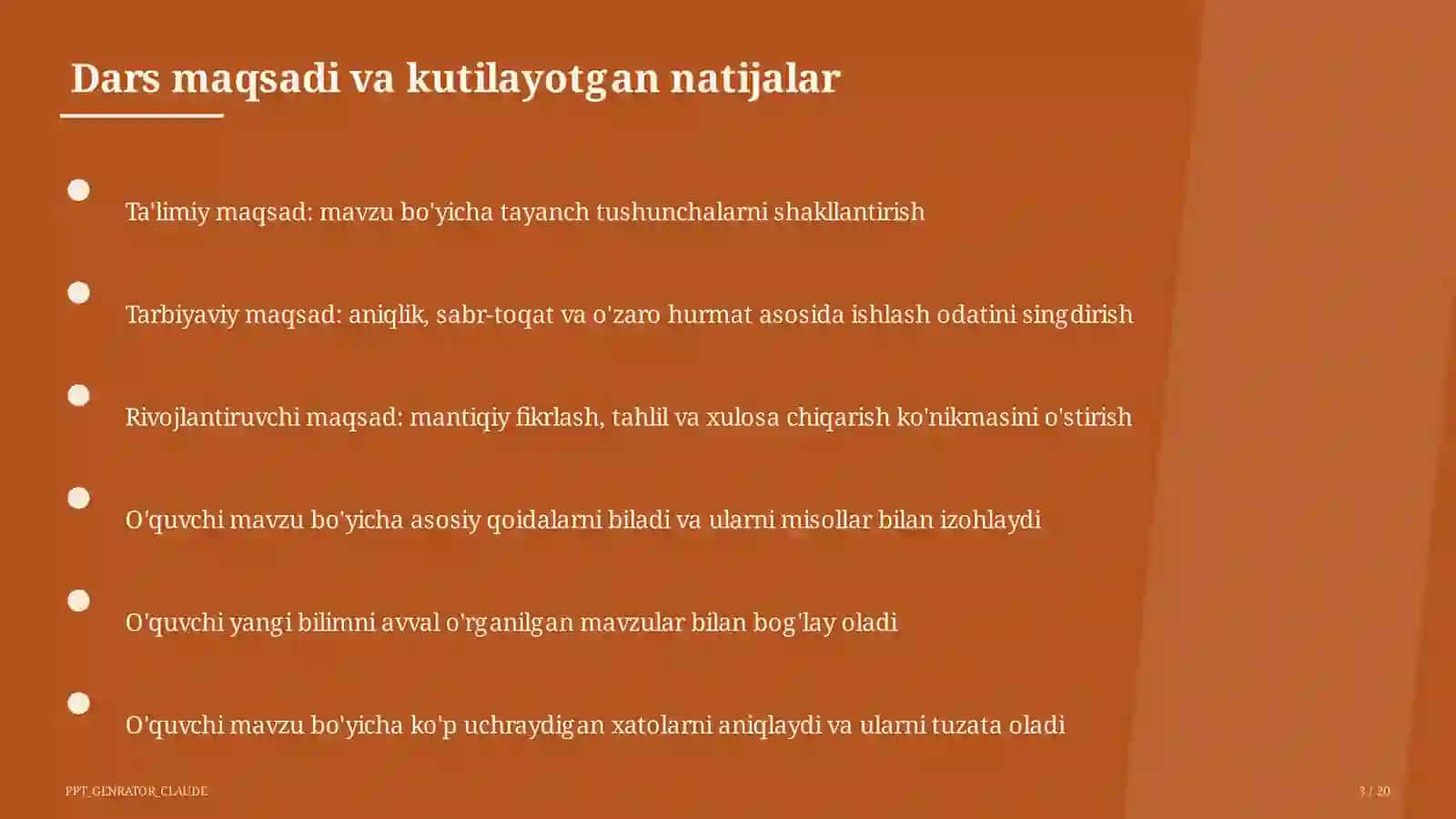 Tasviriy san'at va musiqa (1–7) — ochiq dars uchun 3