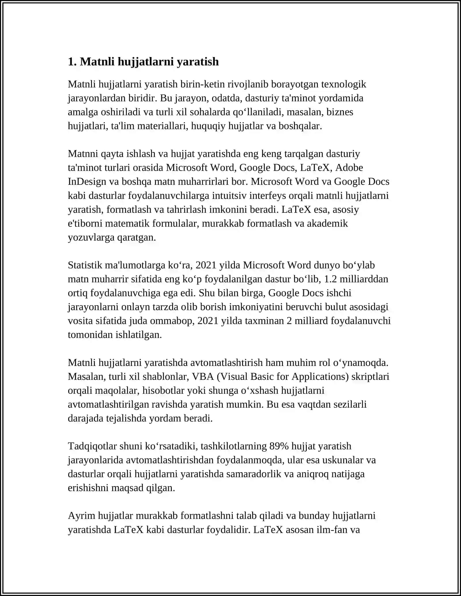 WORD MATN TAHIRLAGICHIDA MALUMOTLARNI KIRITISH VA OZGARTIRISH 3