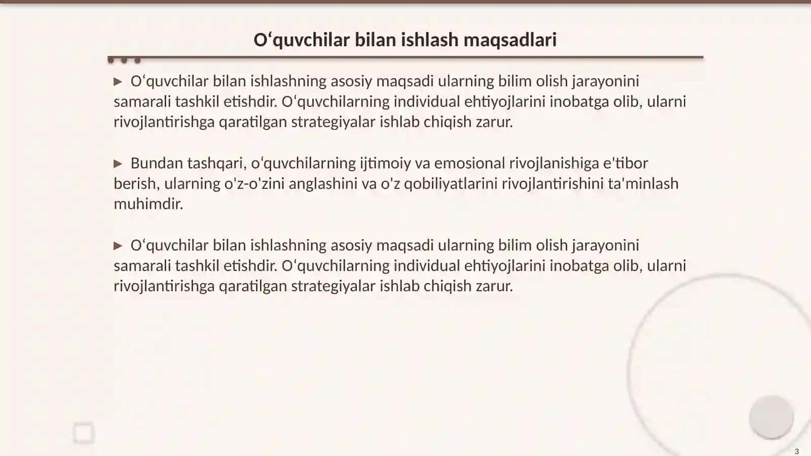 Oʻquvchilar bilan ishlash 3