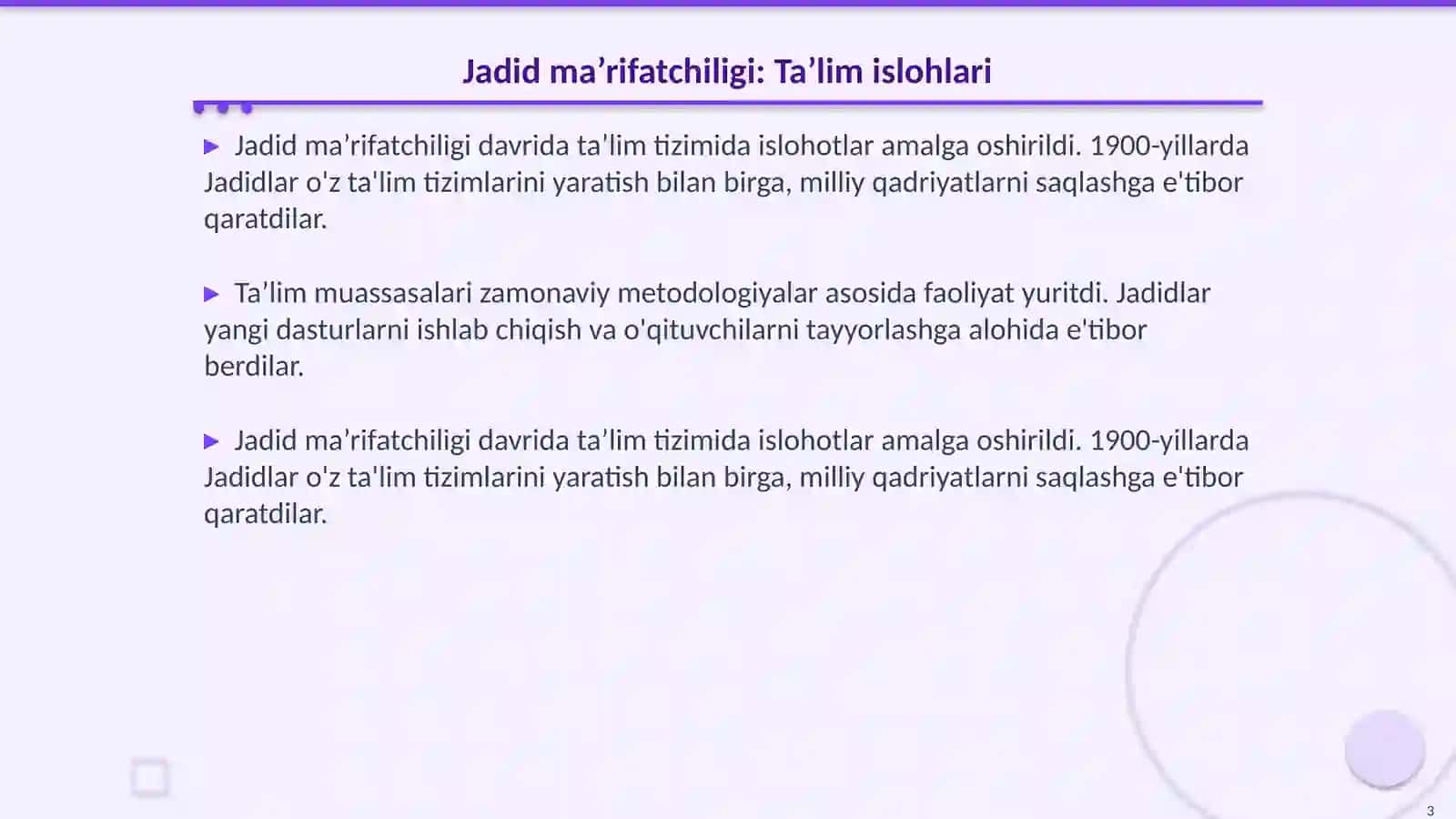 Jadid ma’rifatchiligi: Ta’lim islohlari 3