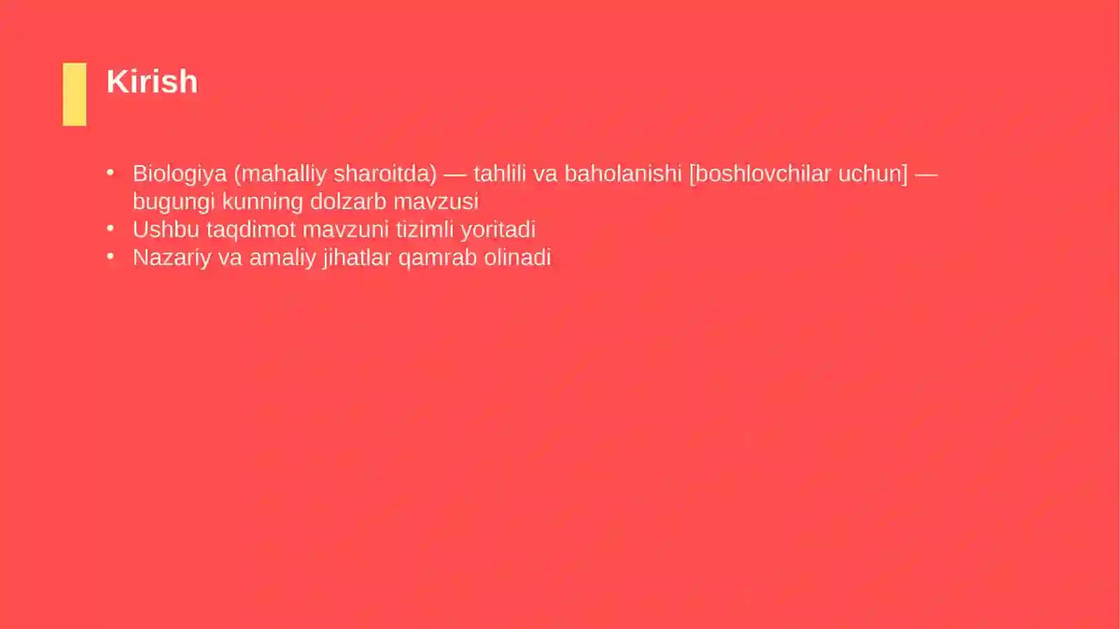 Biologiya (mahalliy sharoitda) — tahlili va baholanishi [boshlovchilar uchun] 3