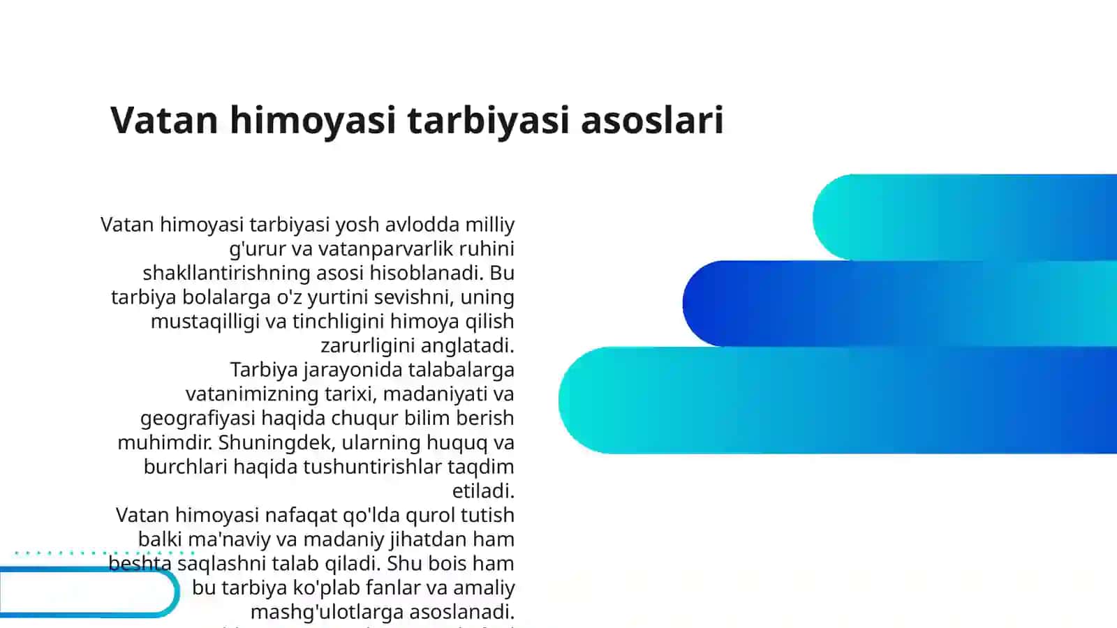 8-SINFDA ''HAR BIR FARZAND VATAN HIMOYASIDA''MAVZUSINI O'QITISH METODIKASI 3