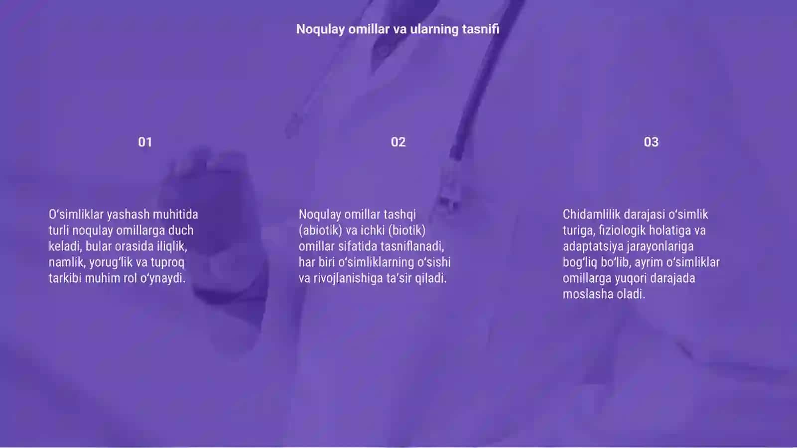 Oʻsimliklarning noqulay omillari taʼsiriga chidamliligi 3