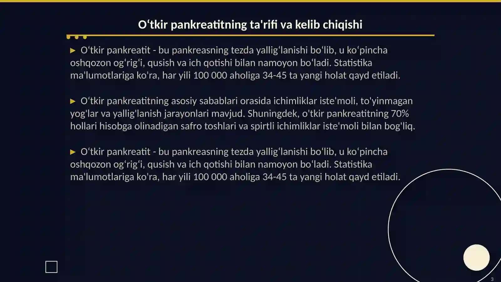 Oʻtkir pankreatit kelib chiqishi va davolashning biokimyoviy asoslari 3
