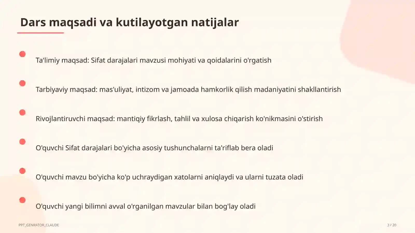 Sifat darajalari (6-sinf) 3