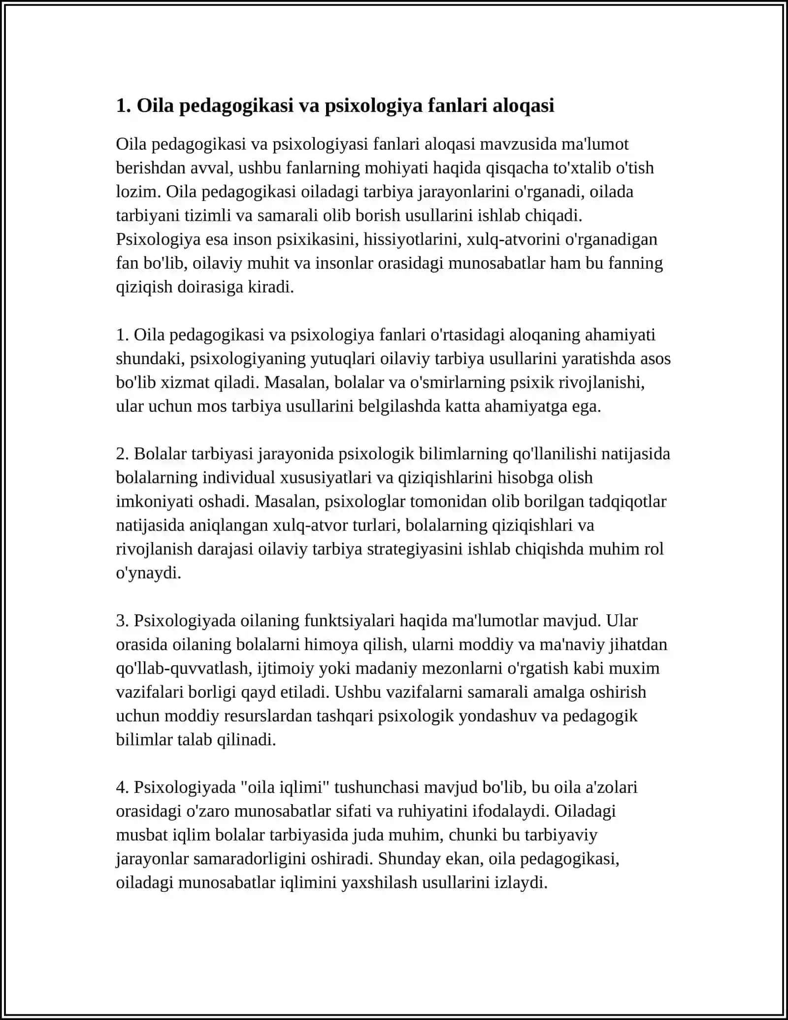 Oila pedagogikasi va psixologiya fanlari aloqasi 3
