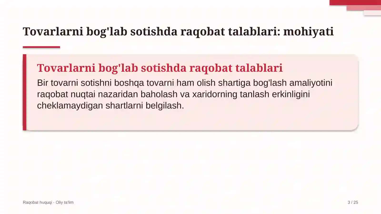 Kredit byurolarida tovarlar bog'lab sotilishida raqobat talablarini hisobga olish 3