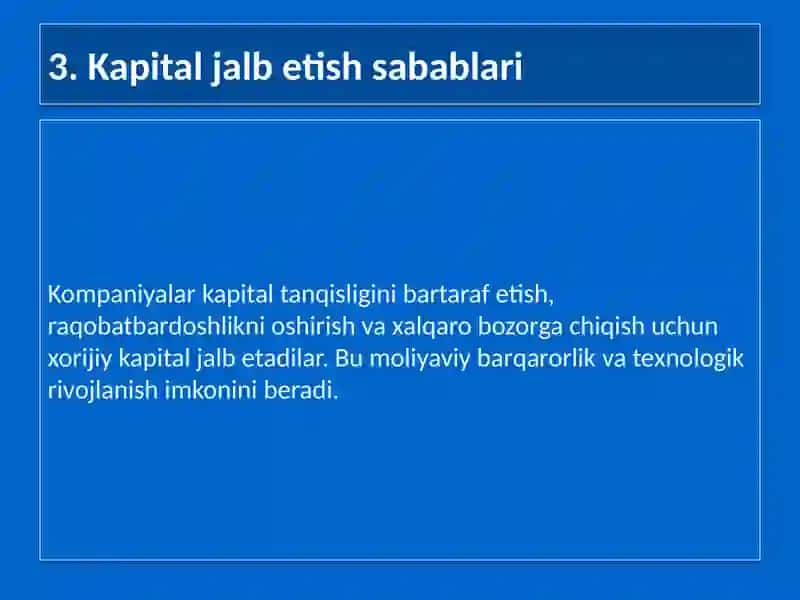 Korporativ moliyada xorijiy kapitalni jalb etish 3