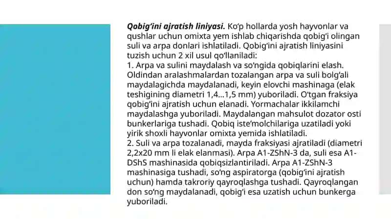 Xom ashyolarni texnologik liniyalarining vazifasi 3