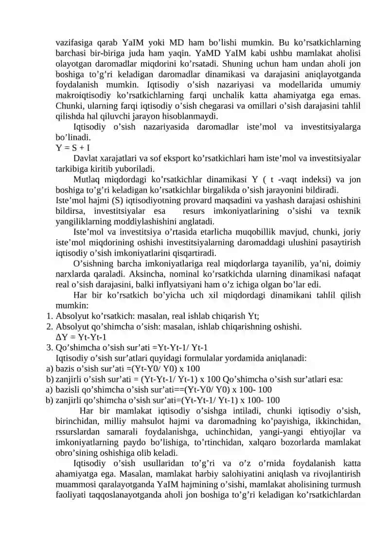 Iqtisodiy o’sishning umumiy tavsifi va modellari 3