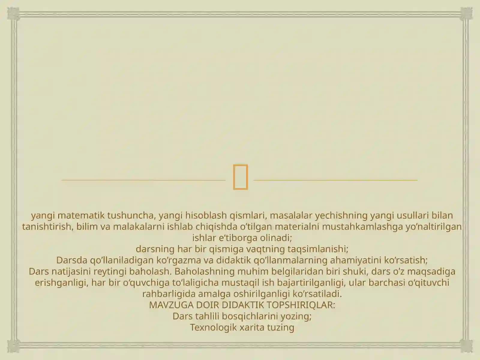Darsnitashkilqilishgatayyorgarlik,birsoatlikdarsrejakonspektinitayyorlash 3