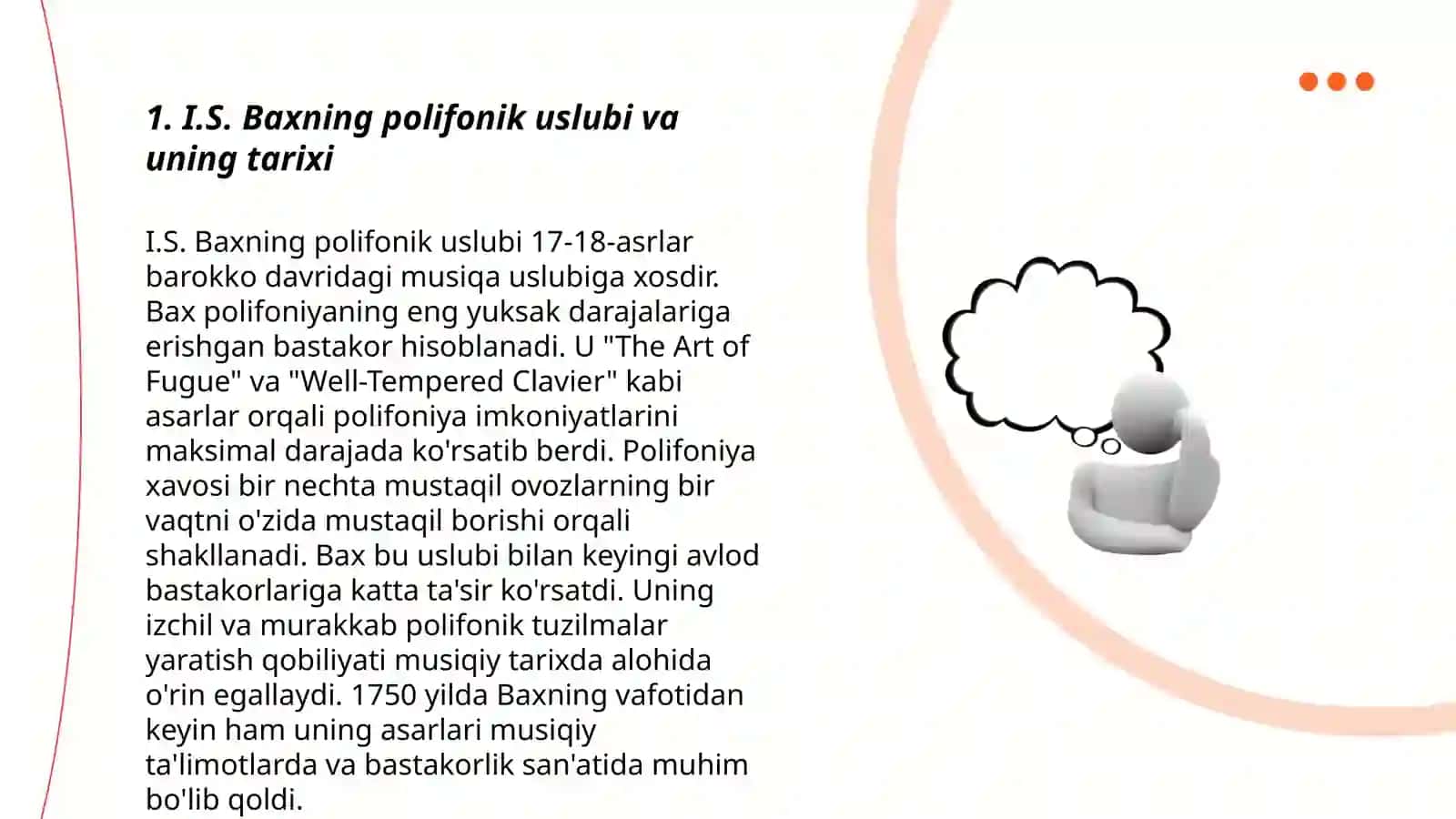 I.S.Bax ijodidagi polifonik uslub. Klavir musiqasi 3