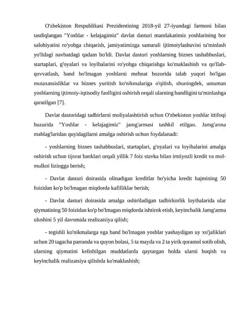 Yoshlar tashabbuslarini qo’llab quvvatlash va ularga ko’maklashish 3