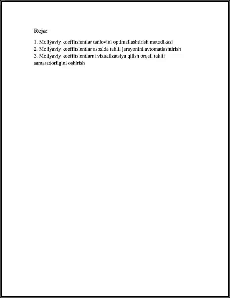 Moliyaviy koeffitsientlar asosida tahlil samaradorligini oshirish 3