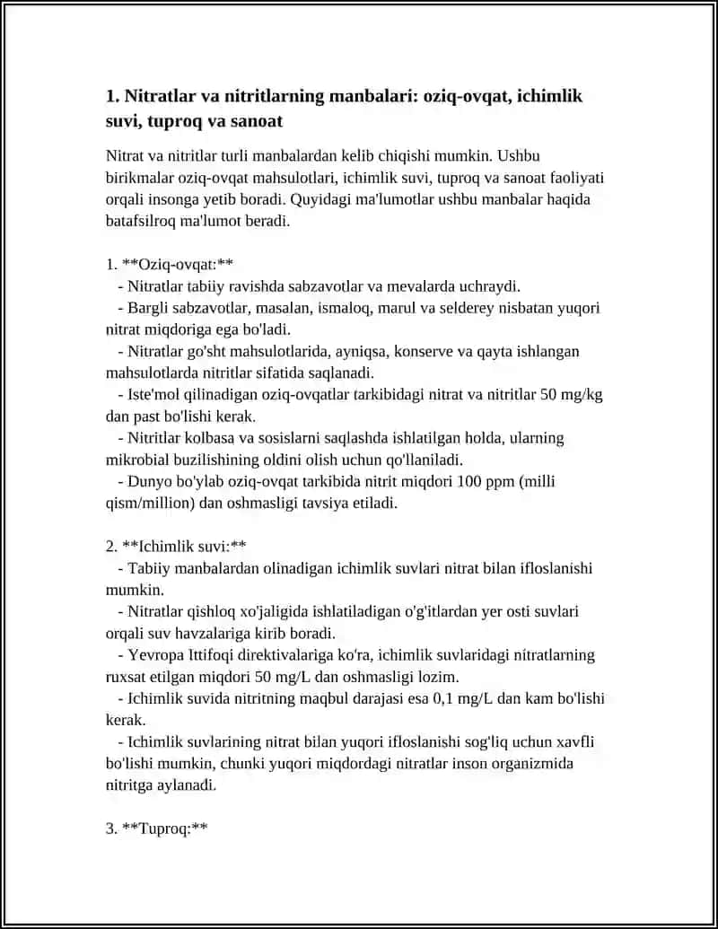 NITRATLAR VA NITRITLARNING INSON ORGANIZMIGA BIOLOGIK TAʼSIRI 3