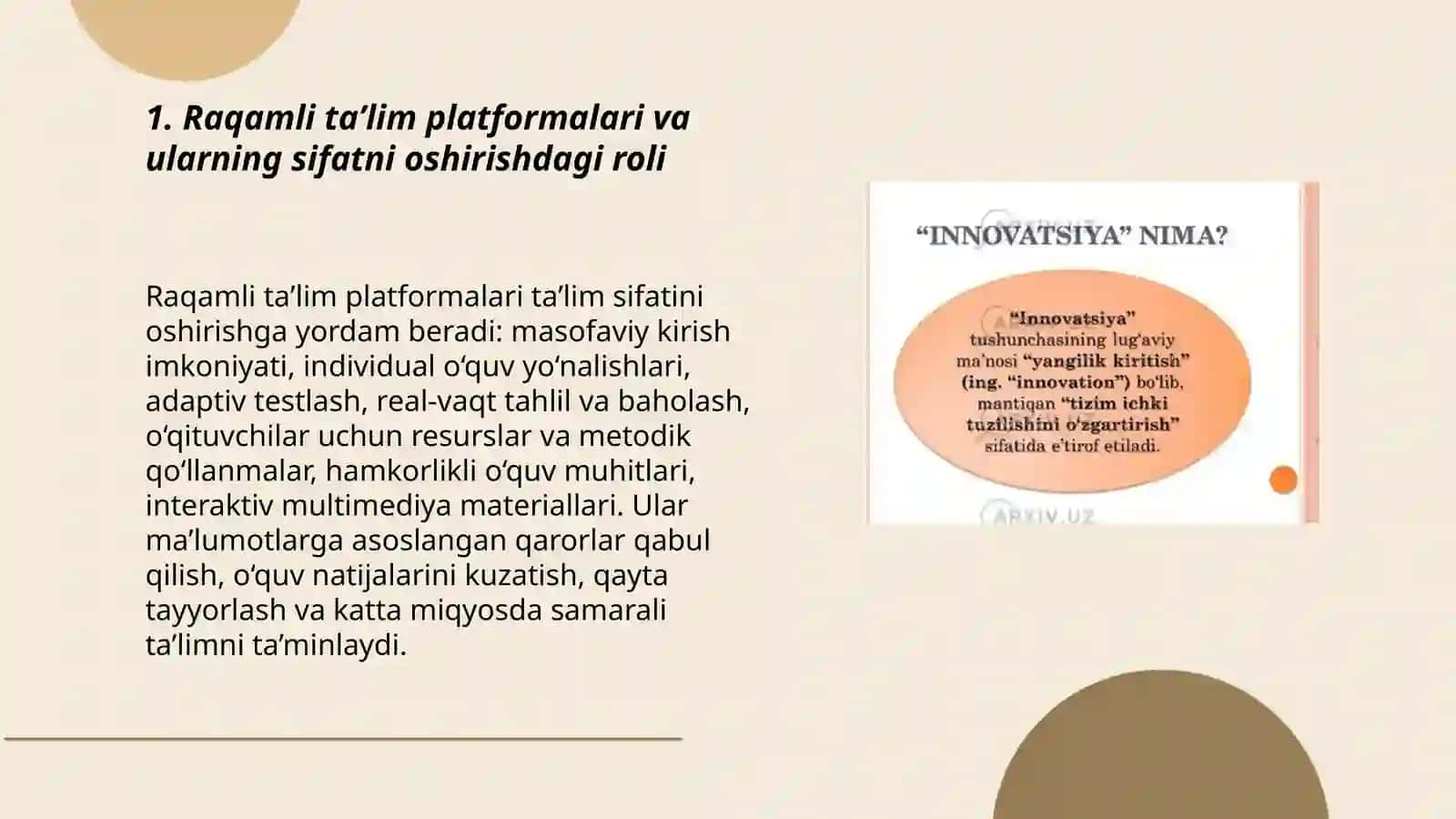 Innovatsion texnologiyalar taʼlim sifatini oshirish manbayi sifatida 3