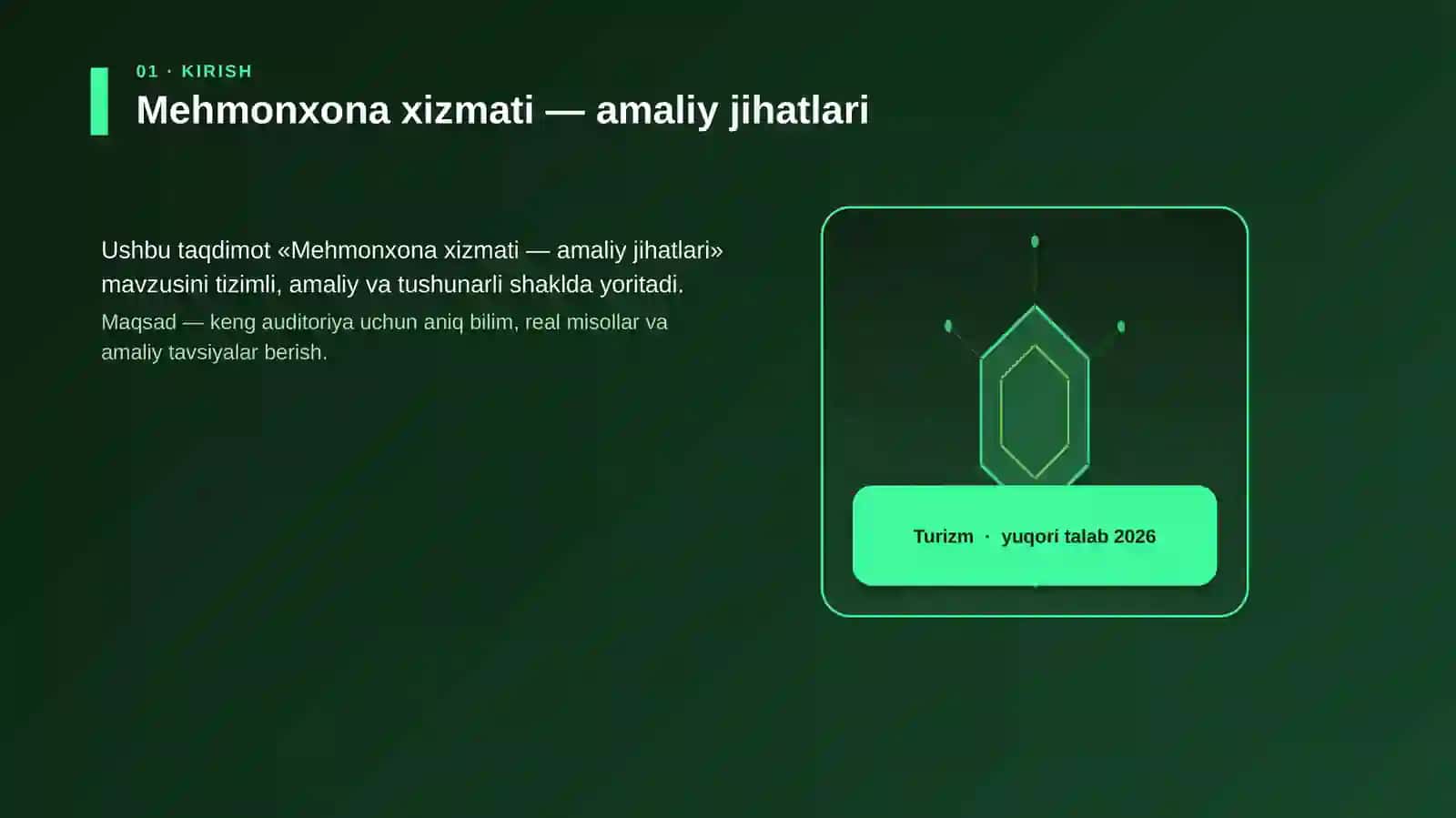Mehmonxona xizmati — amaliy jihatlari 3