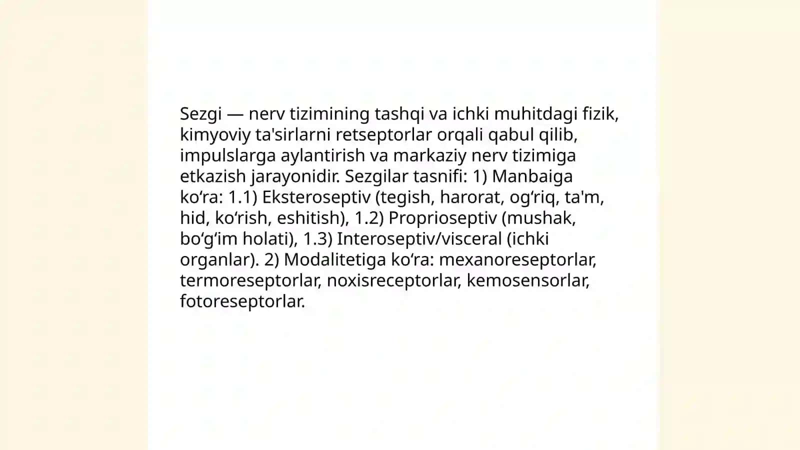 Sezgilar haqida umumiy tushuncha va uning nerv fiziologik asoslari 3