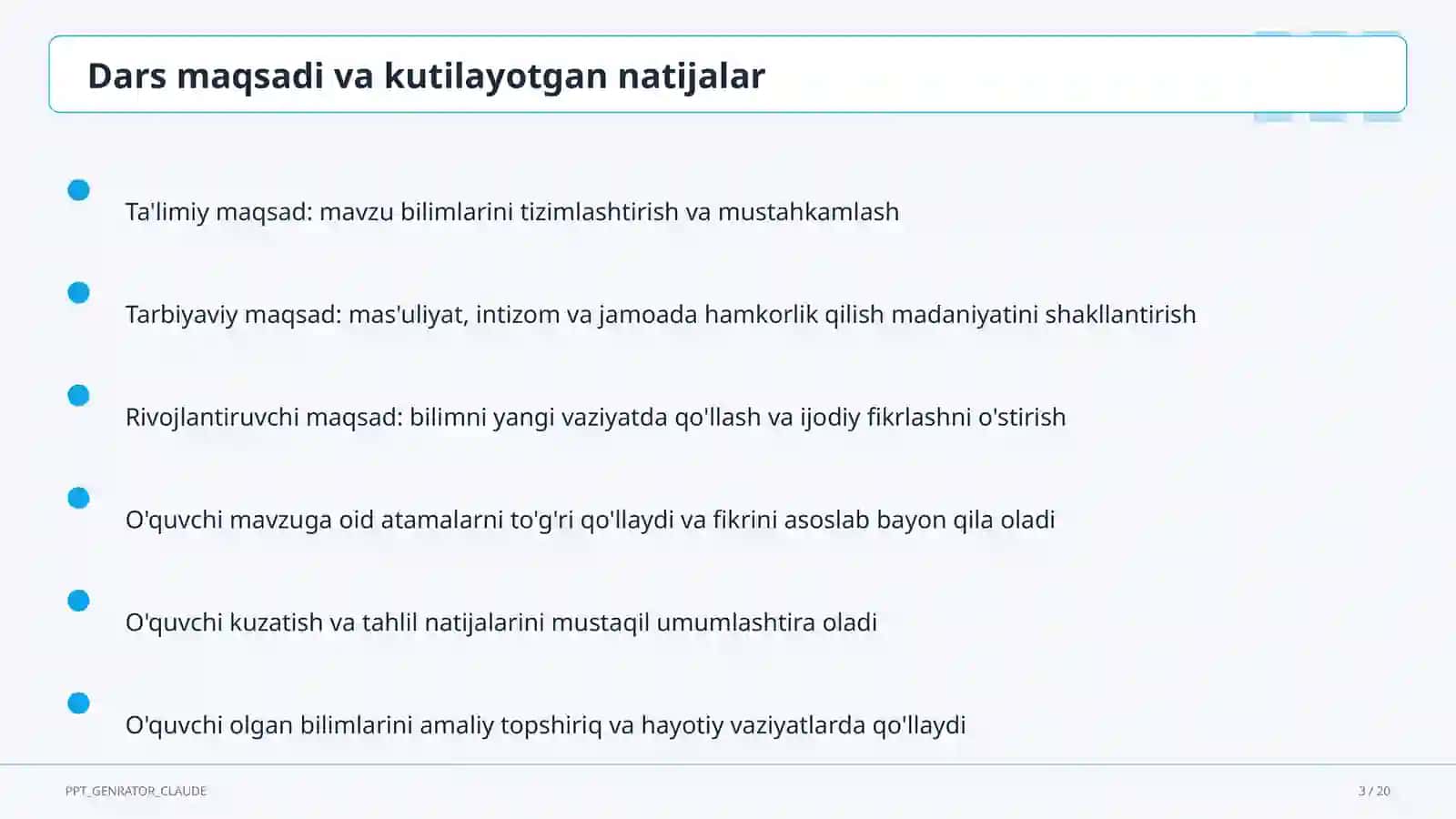O'zbekiston Respublikasi Konstitutsiyasi: asosiy tamoyillar (9-sinf) 3