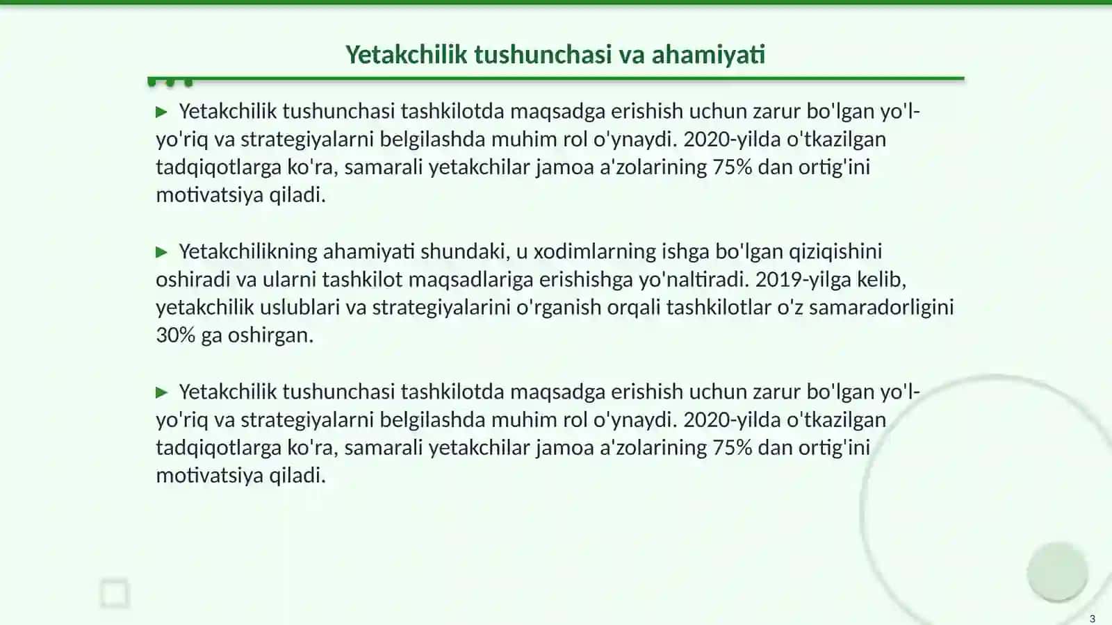 Yetakchilik va Inson Resurslarini Boshqarish 3