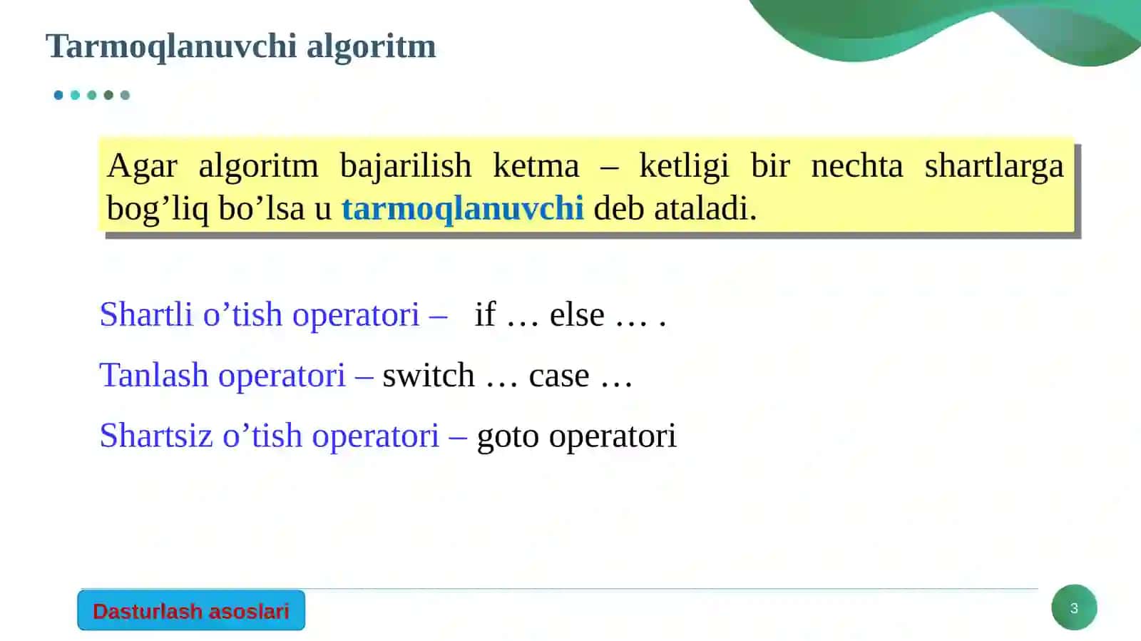 DASTURLASH ASOSLARI 3
