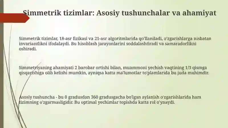 Simmetrik sistemalarni ustivorlikka hisoblash 3