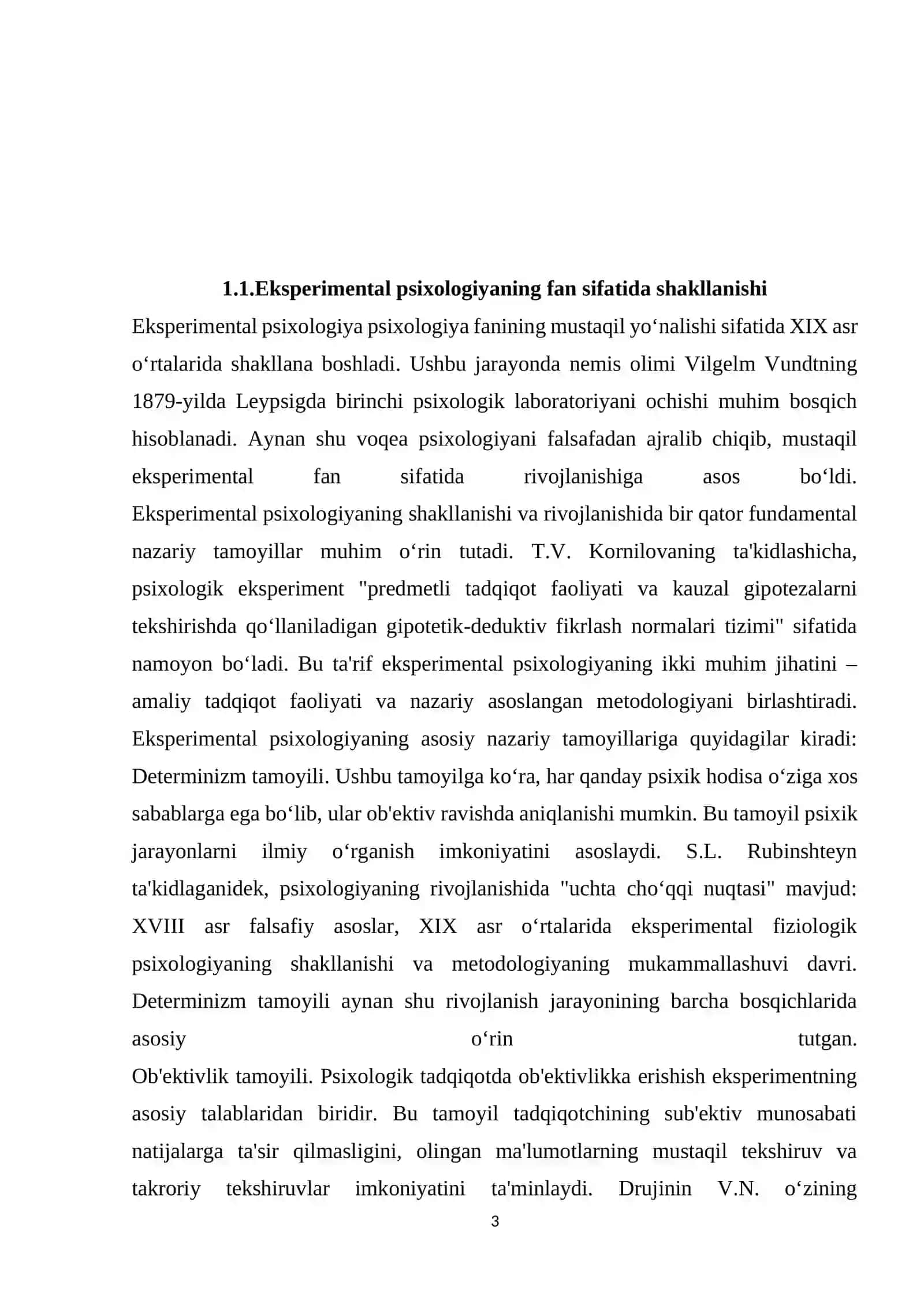 Eksperimental psixologiyaning asosiy tamoyillari mavzusidagi kurs ishi 3