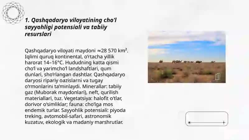 Oʻzbekistonda choʻl turizmini rivojlantirish imkoniyatlari (Qashqadaryo viloyati misolida) 3