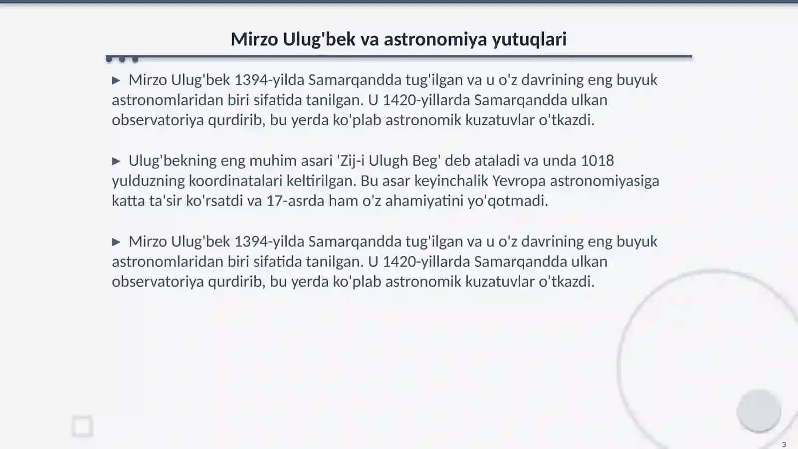 Mirzo Ulug'bek va Zahridin Muhammad Boburning fan, madaniyat va marifat taraqqiyotidagi o'rni 3