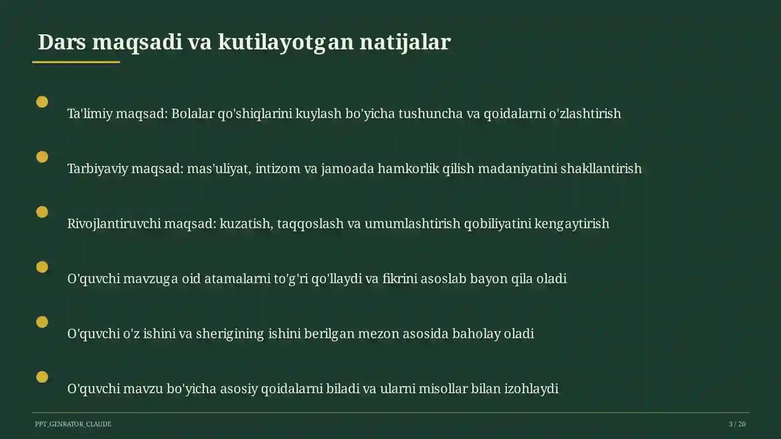 Bolalar qo'shiqlarini kuylash (1-sinf) 3