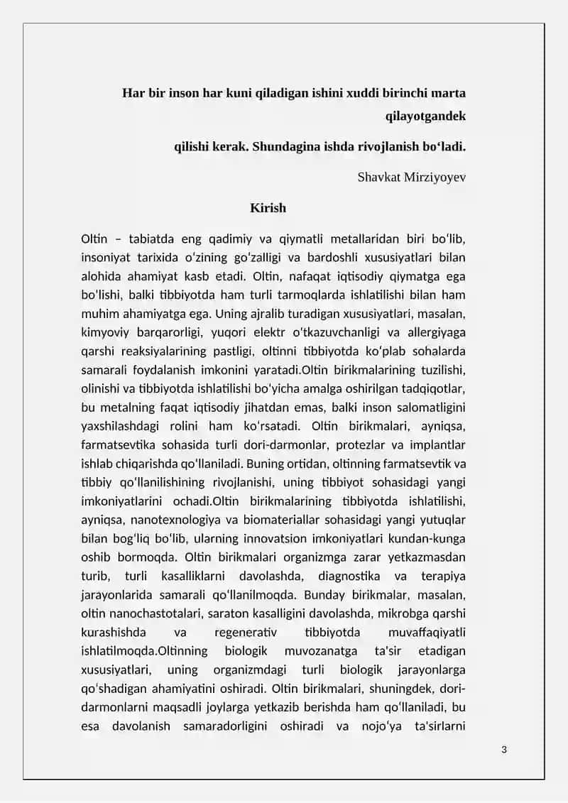 Oltin birikmalarining tuzilishi, olinishi va tibbiyotda ishlatilishi3 3
