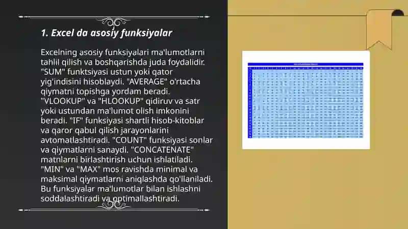 Excel da elektron jadvallar bilan ishlash 3