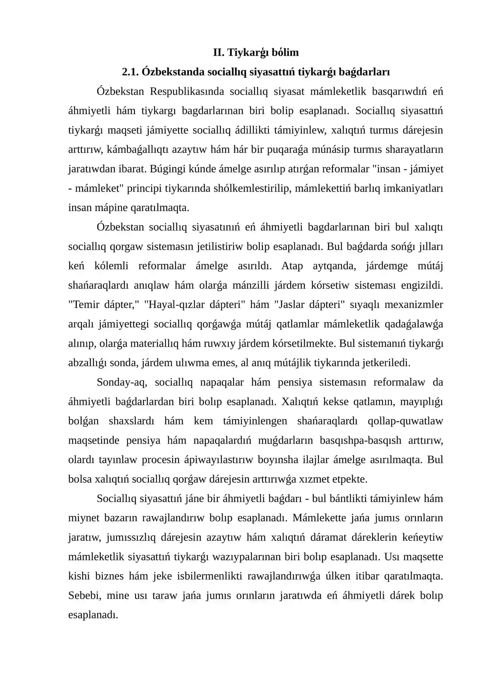 Ózbekstanda sotsial tarawda ámelge asırılatúģın όzgerisler mazmun hám mánisi 3