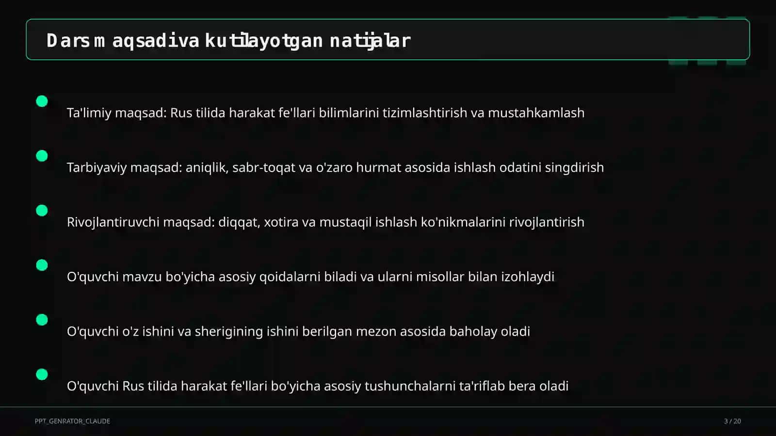 Rus tilida harakat fe'llari (6-sinf) 3