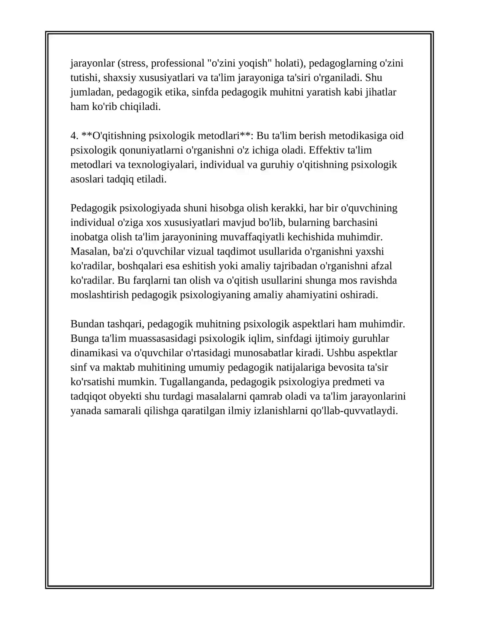 PEDAGOGIK PSIXOLOGIYA: PREDMET, TUZILMA, MUAMMOLAR 3