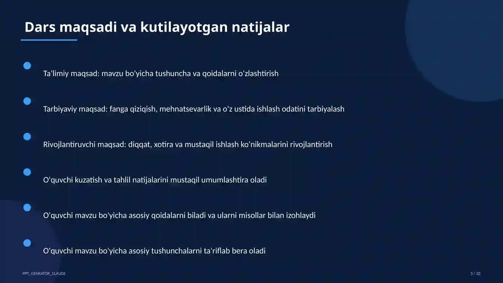 Dolzarb mavzular — maktab va o'qituvchilar (2026) — takrorlash darsi uchun 3