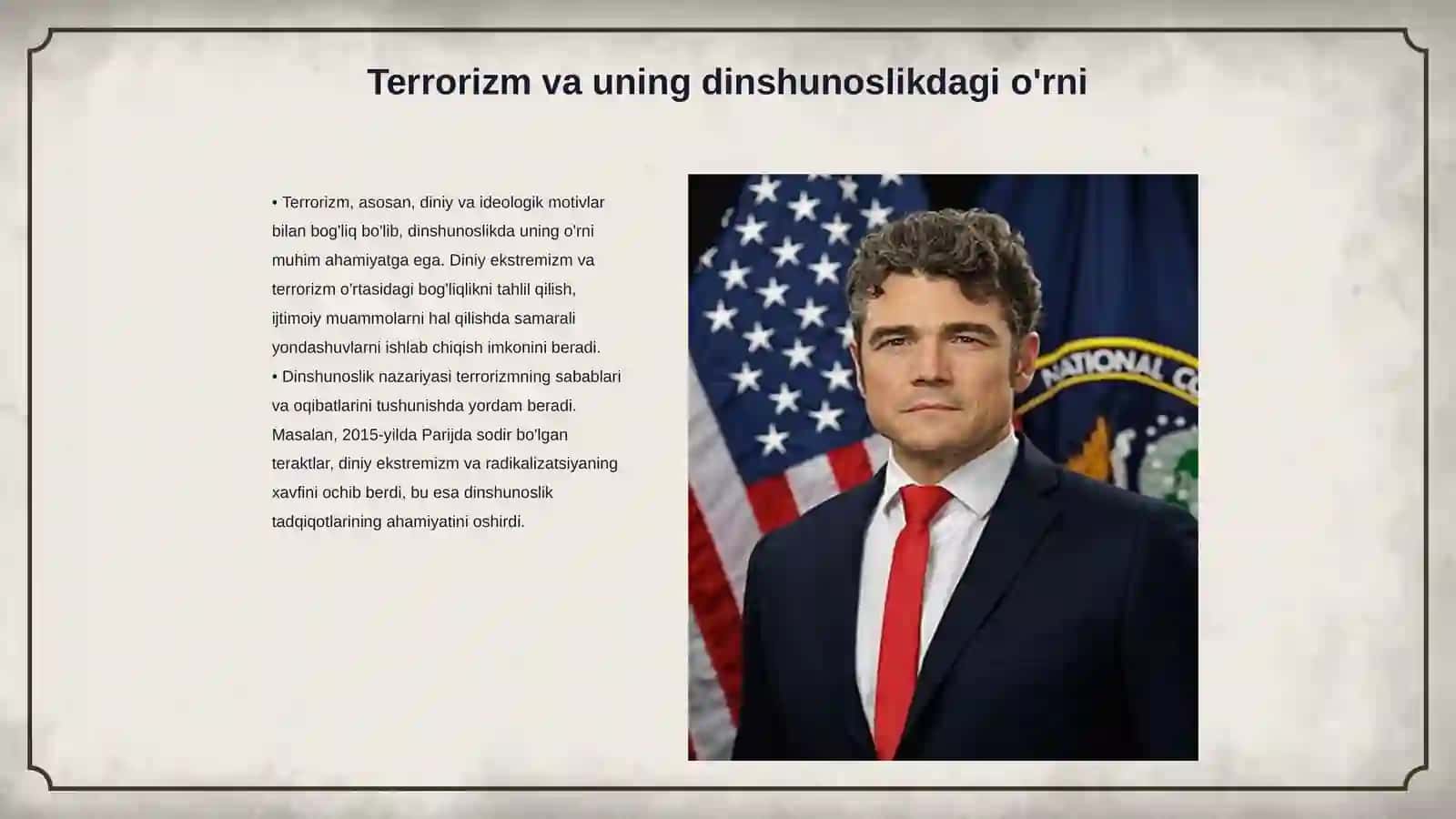 Terrorizmga qarshi kurash tajribasi Dinshunoslik 3