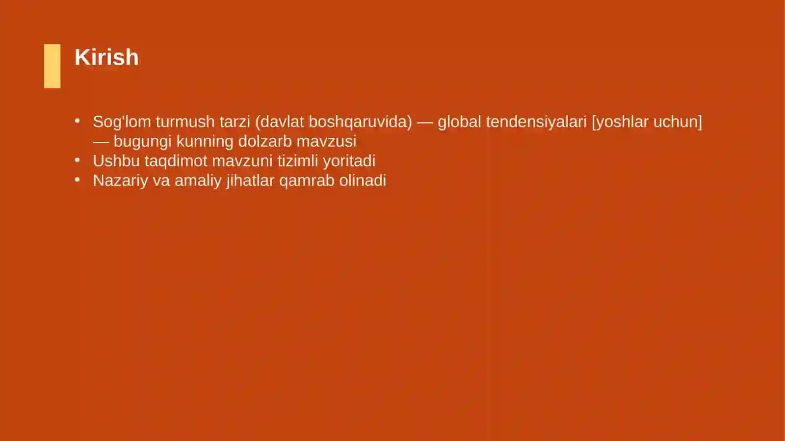 Sog'lom turmush tarzi (davlat boshqaruvida) — global tendensiyalari [yoshlar uchun] 3