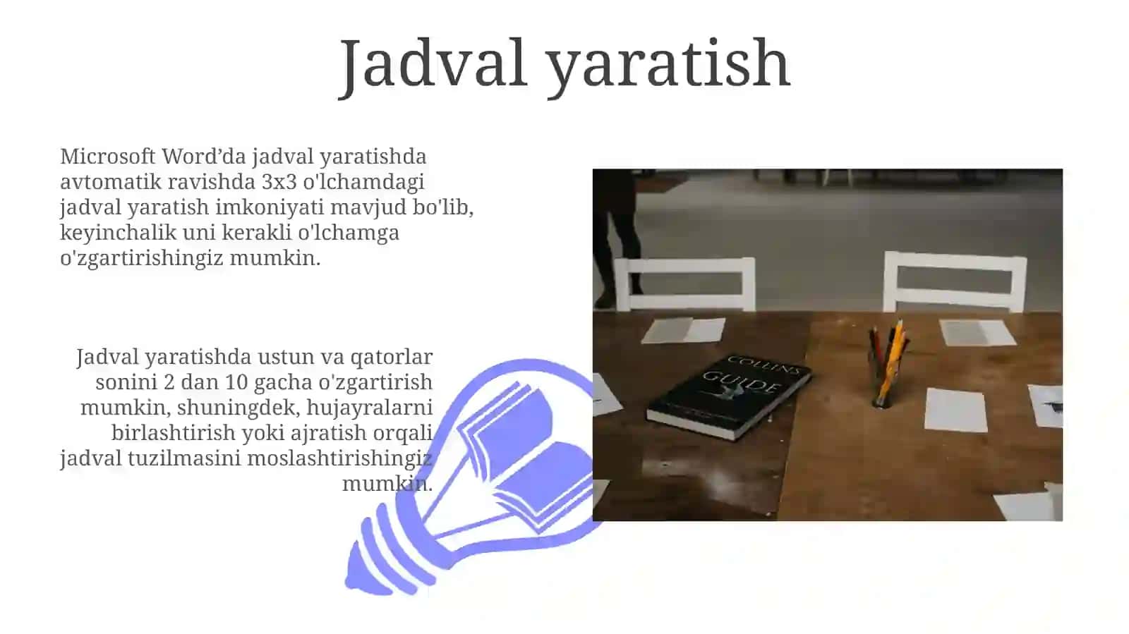 MS Word dasturida jadvallar bilan ishlash 3