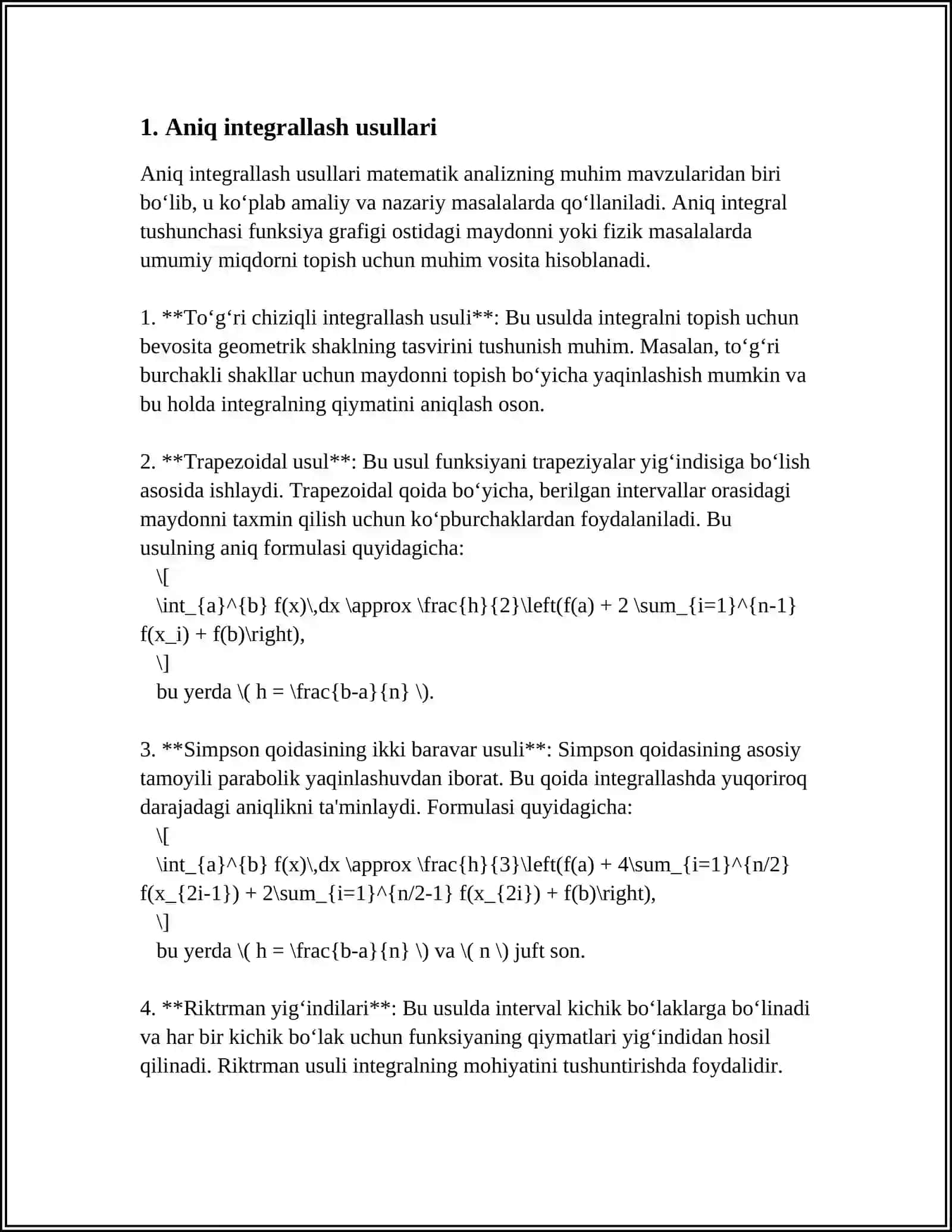 INTEGRALLASH USULLARI 3